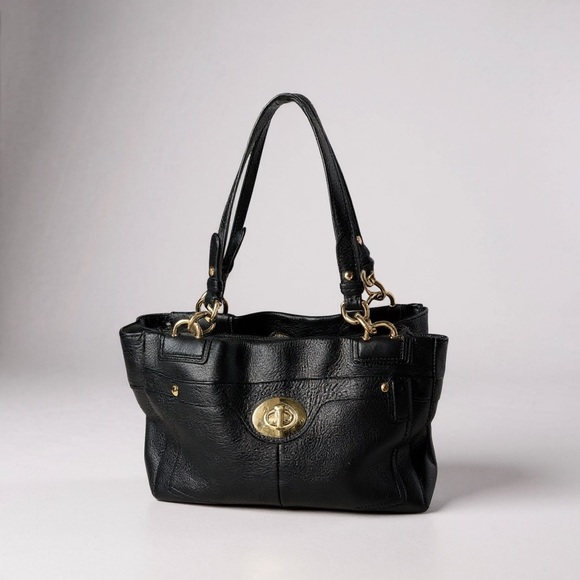Coach Handbags - Coach Penelope black pebbled leather shoulder bag with a turn-lock closure